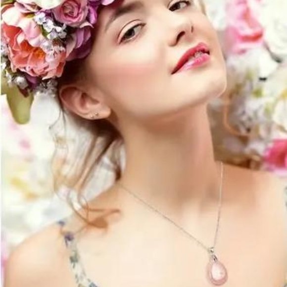 Rose Quartz Tree Of Life Natural Stones Necklace Gemstone Healing Pendant - Picture 4 of 4